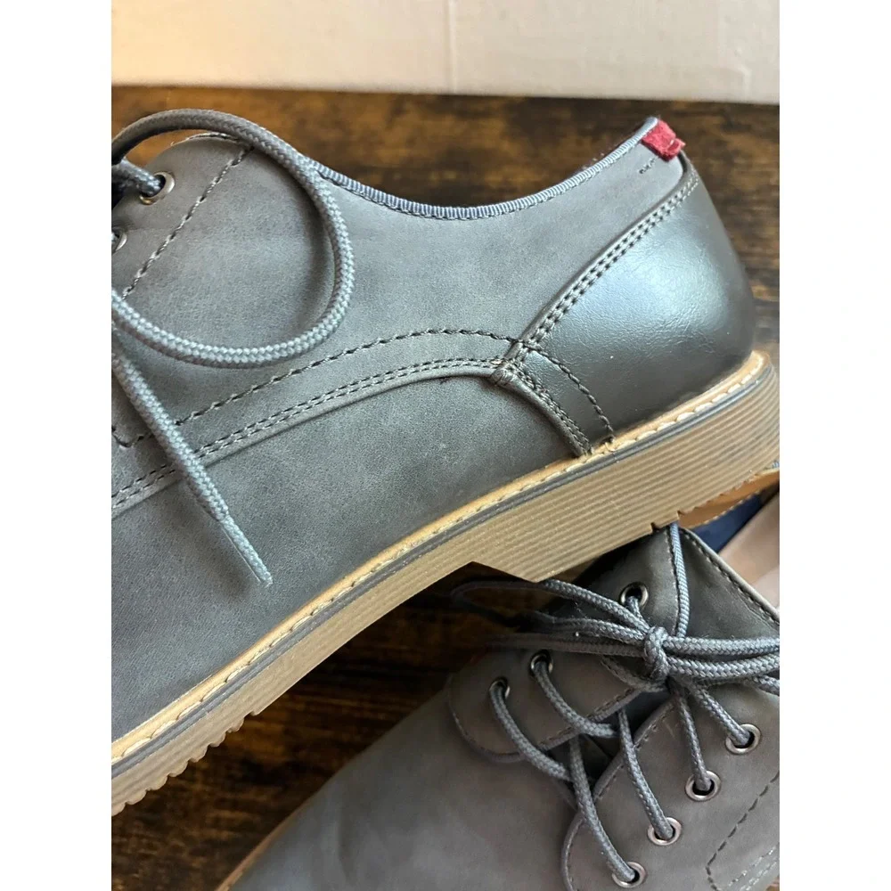 Steve Madden Mens P-Dusted Grey Oxford Dress Shoes Lace Up P-DUSTED Size 9.5